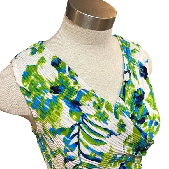 Joseph Ribkoff Womens Top Blue Green Floral Textured Sz. 10 - Picture 2 of 6